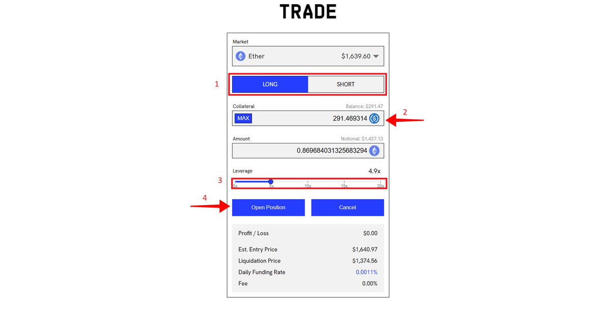 /9 Trade on Arbitrum

🔓 Open Position
• Go to the Perennia app.perennial.finance/arbitrum/tradel 
• Select Long/Short
• Enter the Collateral amount
• Choose the Leverage
• Click on the “Open Position”