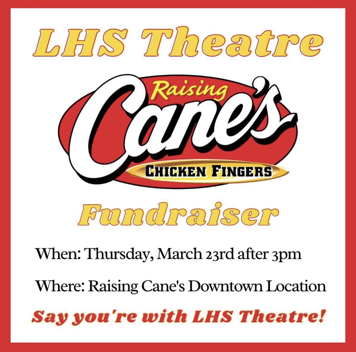 Lincoln High School on Twitter "The Raising Cane's fundraiser to