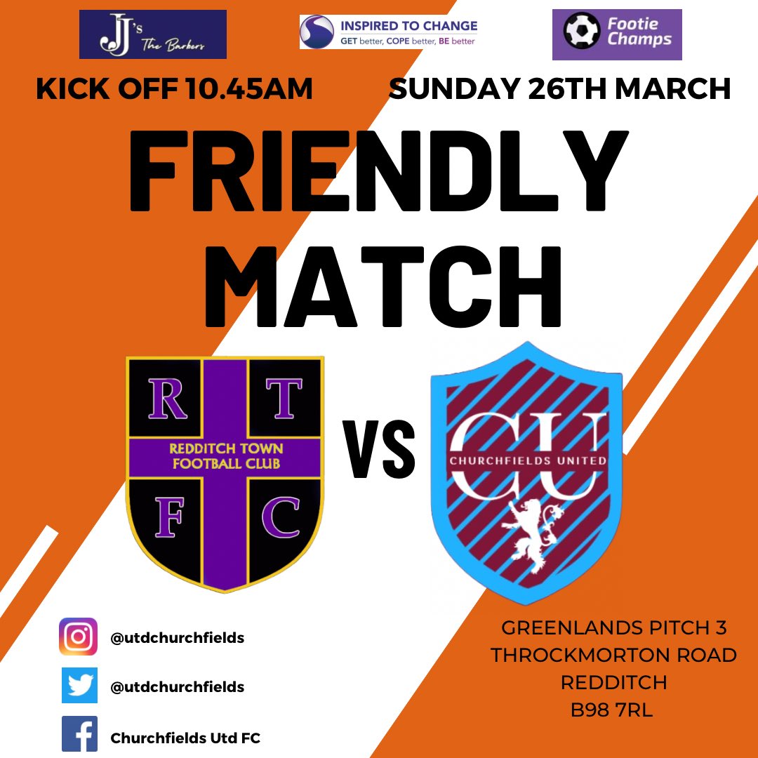 This Sunday we face our good friends down the road @RedditchTownFC in a friendly due to us having a free week. They are flying high in League 2 so should be a good match! #UTC⛪️
