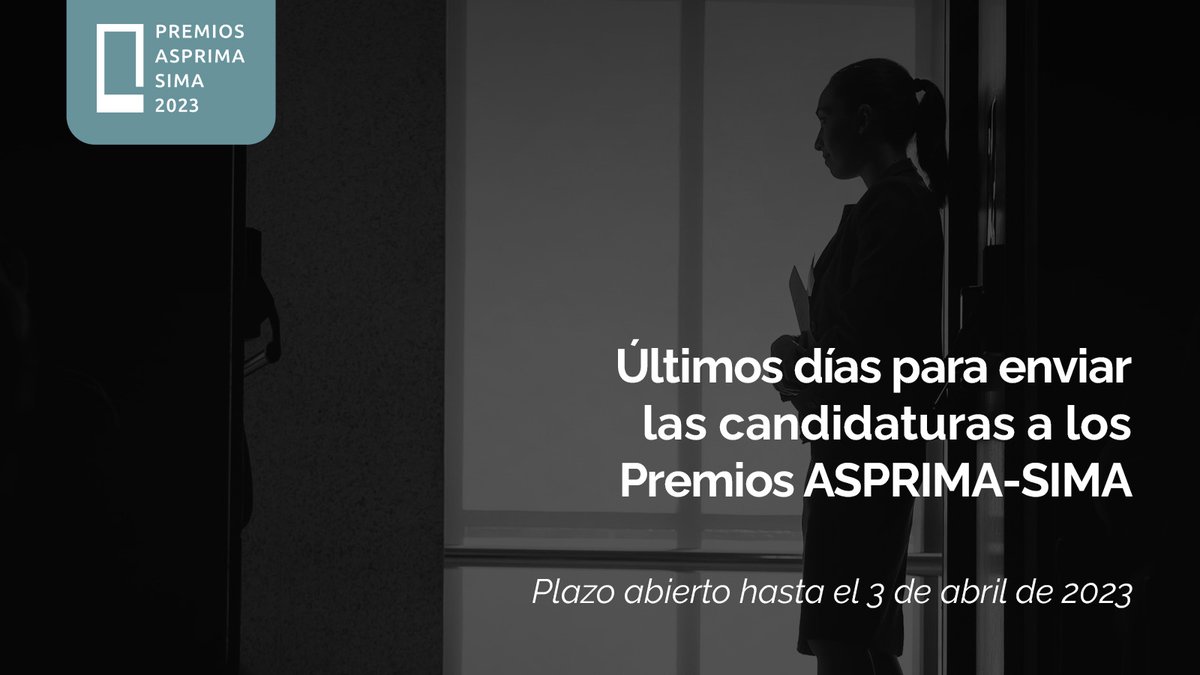 🚨 ¡Últimos días para presentar tu candidatura! 🚨

Continúa abierto el plazo de recepción de candidaturas para los Premios ASPRIMA-SIMA hasta el 3 de abril. 

✏️ Si aún no lo has hecho, ¡presenta tu candidatura!

bit.ly/3JyrVD3