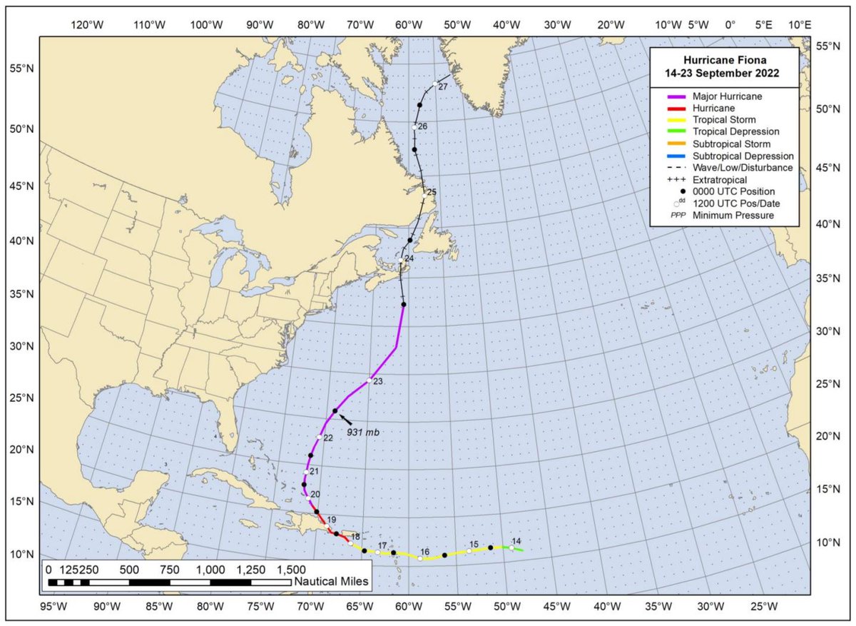 The Tropical Cyclone Report for Hurricane #Fiona (September 14-23, 2022) has been posted on the NHC website. Fiona made landfalls in Puerto Rico, the Dominican Republic, Grand Turk, and Nova Scotia (as an intense extratropical cyclone).

nhc.noaa.gov/data/tcr/AL072…