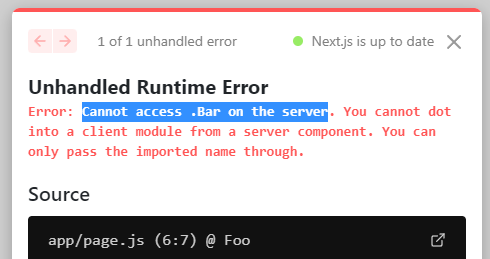 pomber's tweet photo. "You cannot dot into a client module from a React server component."

Didn't know about that limitation. Bad news for Code Hike. https://t.co/qzoZytKEEB