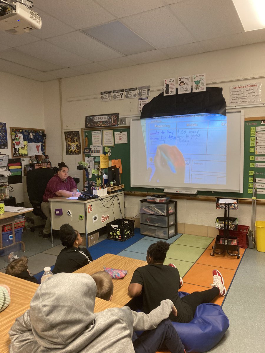 GBPESMath's tweet photo. Ms. Bouchat using our Collaborative Learning Strategies with her 5th graders to help break down word problems! #teamgbpe #weareproblemsolvers @gbparkaacps @KBouchat https://t.co/hE2XG52vQl