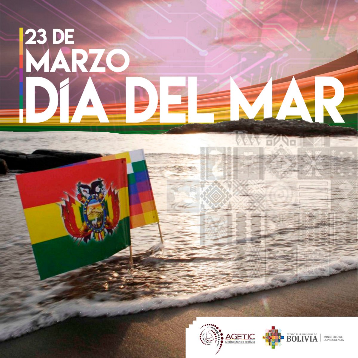 AgeticBolivia's tweet photo. #23DeMarzo| En conmemoración al "Día del Mar" la Agencia de Gobierno Electrónico y Tecnologías de Información y Comunicación #AGETIC, rinde homenaje a los héroes que, en 1879, defendieron el Litoral boliviano 🇧🇴. 

#MarParaBoliva 
#EstamosSaliendoAdelante https://t.co/3ClUzXqziJ