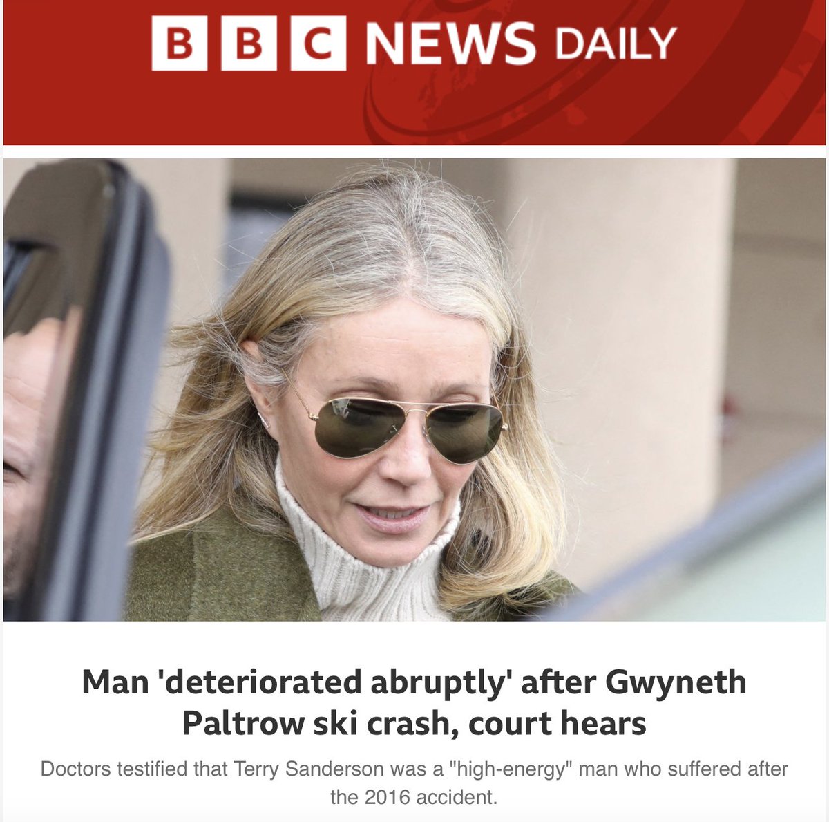 Thanks to the BBC, we know that today's BIG NEWS isn't Bank of England interest rates or Boris Johnson at the Priveleges Committee. It's Gwenyth Paltrow's ski accident. #BBCimpartiality #BBCswitchoff #Utahcentric