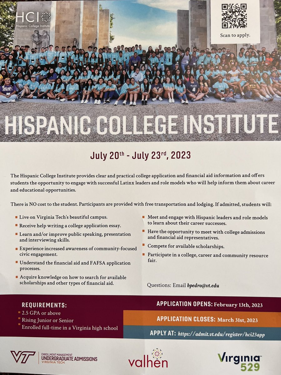 Attention students, please check out this opportunity regarding the Hispanic College Institute.
