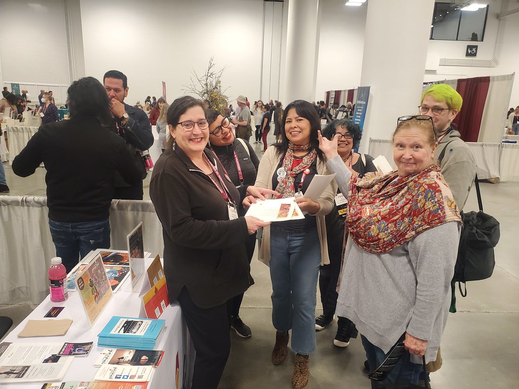 GeminiInk's tweet photo. #TBT Scenes from AWP earlier this month in Seattle!! Big thanks to everyone who stopped by our booth to hang out and talk writing with us and learn about Gemini Ink. Visit the link for more photos! ➡️ https://t.co/EmkpPXHZf8 #writingcommunity #AWP2023 #awp #awpseattle #awp23 https://t.co/HQrSZ7pUiz