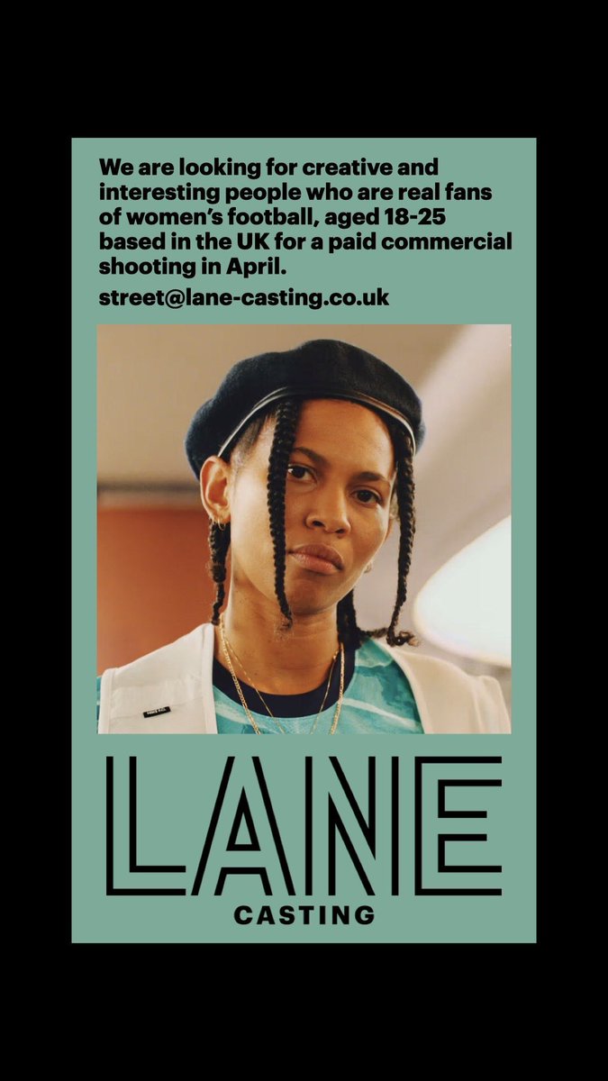 hellolucykenny's tweet photo. #CASTINGCALL | creative fans of women’s football aged 18-25 for a paid commercial, please email street@lane-casting.co.uk https://t.co/FZThmxErpn
