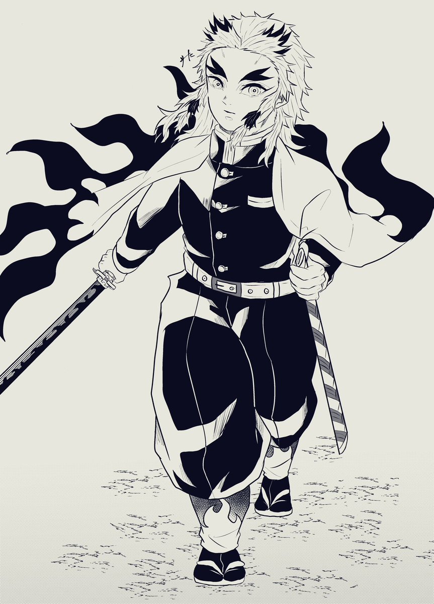 りーた🏺さんがTwitterに投稿した煉獄杏寿郎(鬼滅の刃)のイラスト。
