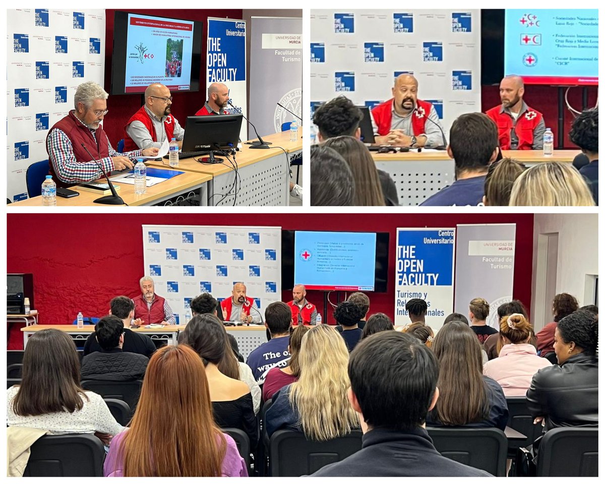 openfaculty's tweet photo. ¡Hoy es jueves y en #TheOpenFaculty tenemos más #SeminariosMagistrales! ¡Recibimos la visita de
@CruzRojaMurcia en nuestro centro! ❤️ ¡Gracias por acercar a nuestros alumnos del #GradoRRII hacia la #cooperacióninternacional de la mano de #expertos como vosotros! 👏🌍 https://t.co/VVpWdnTUWY