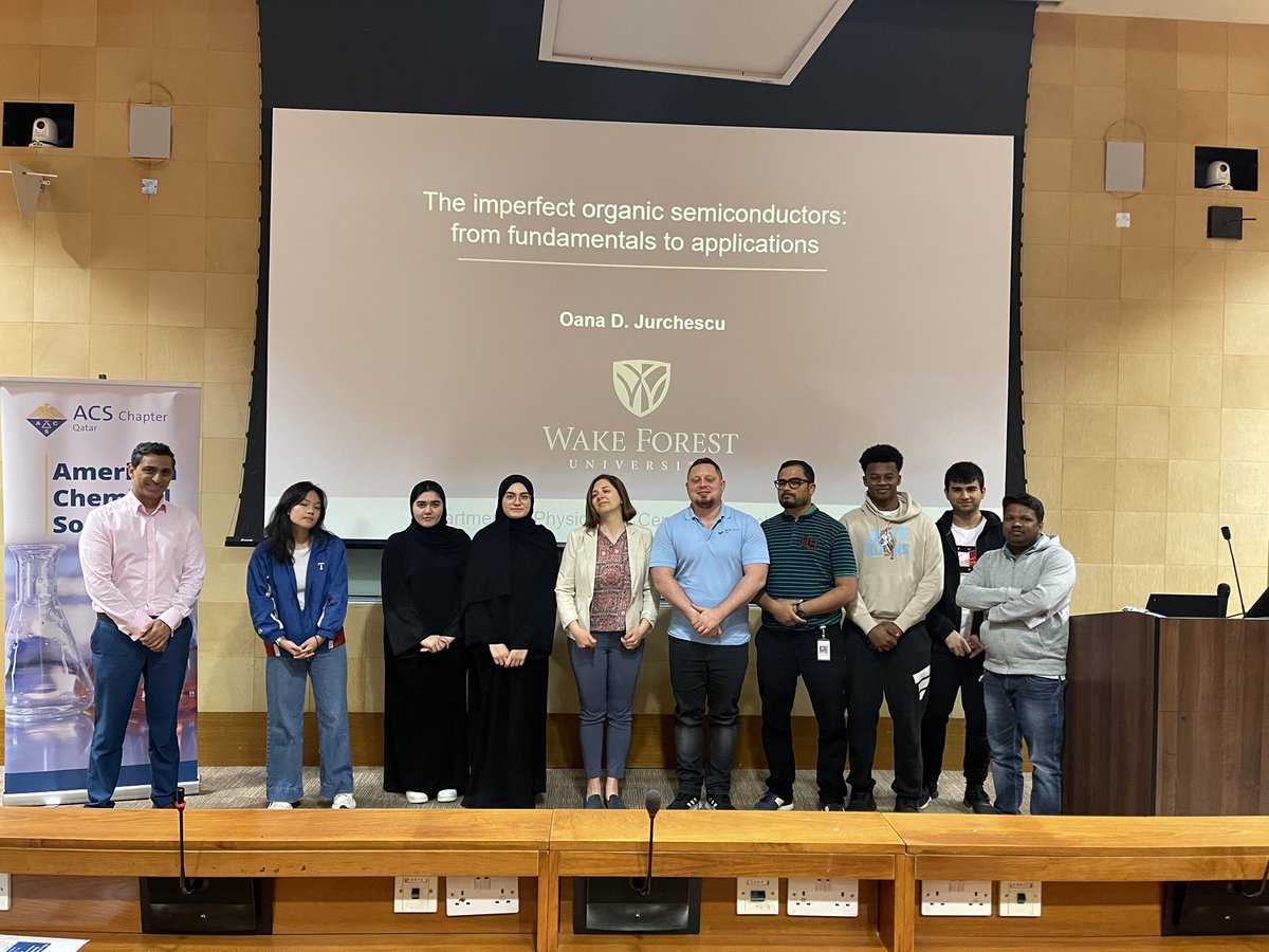 Mohammed Al-Hashimi, PhD, FRSC (@moalhashimi) on Twitter photo It was a pleasure to host <a href="/OanaJurchescu/">Oana Jurchescu</a> at <a href="/TAMUQ/">Texas A&M at Qatar</a>. Her interesting talk on imperfect semiconductors was truly enjoyed by the audience, especially by our undergraduate students & postdocs in the group. <a href="/BarlogMaciej/">MaciejBarlog</a> & <a href="/salahattar14/">salah_attar</a> showing were the magic takes place. <a href="/WakeForest/">Wake Forest University</a> It was a pleasure to host <a href="/OanaJurchescu/">Oana Jurchescu</a> at <a href="/TAMUQ/">Texas A&M at Qatar</a>. Her interesting talk on imperfect semiconductors was truly enjoyed by the audience, especially by our undergraduate students & postdocs in the group. <a href="/BarlogMaciej/">MaciejBarlog</a> & <a href="/salahattar14/">salah_attar</a> showing were the magic takes place. <a href="/WakeForest/">Wake Forest University</a>