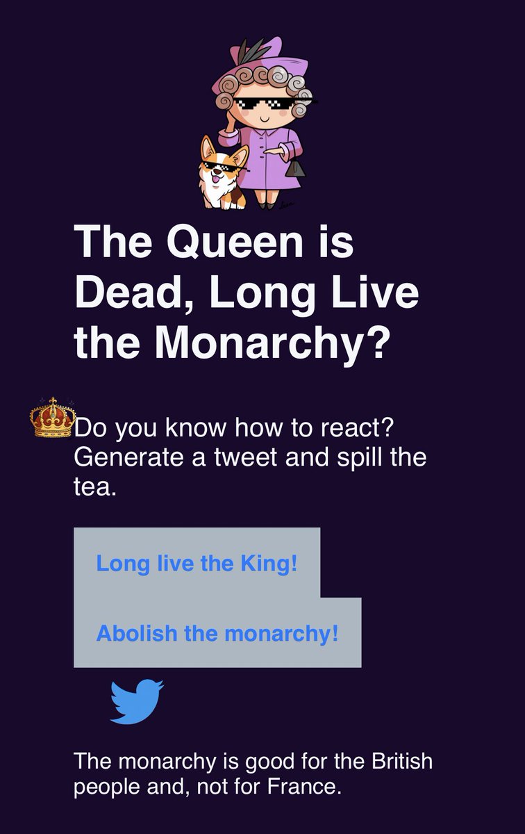 ASofiaChurchill's tweet photo. Super proud of our #BibliotechHackathon output using 500,000 tweets on the death of Elizabeth II. Find out what camp you’re in on the link below 👑 @SpColl_KULeuven @KU_Leuven @artes_research @artskuleuven #digitalhumanities #godsavethetweets 

https://t.co/JnrPXS6LXs https://t.co/aUzcMnpykM