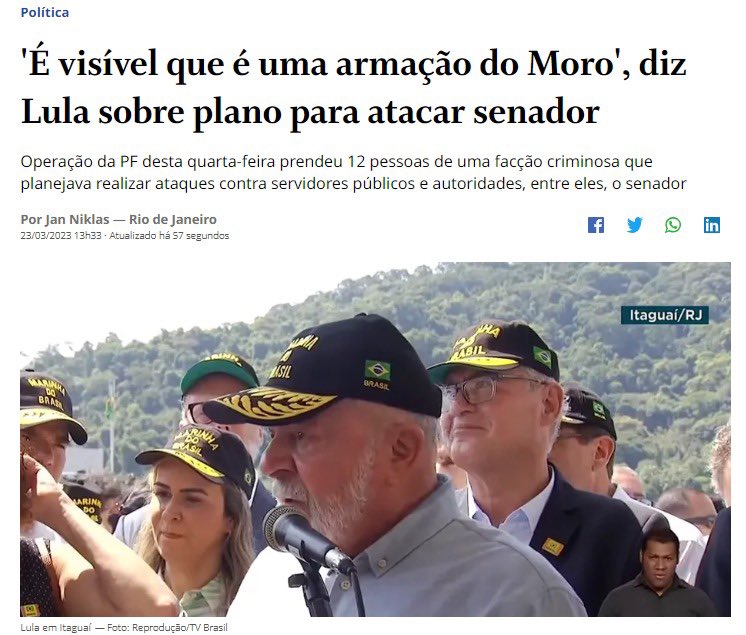 O Presidente da República demonstra que está lhe faltando o devido equilíbrio emocional para lidar com as responsabilidades do cargo que ocupa.
O Senador <a href="/SF_Moro/">Sergio Moro</a> é um homem de honra!