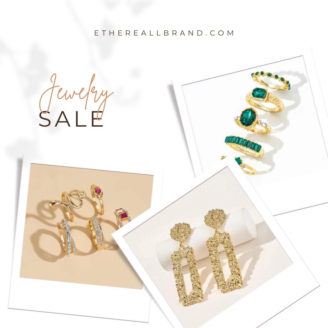 WE ARE HAVING A HUGE BLOWOUT SALE ON ALL OUR JEWELRY!!!! 

everything is under 5$ 🥰

use code: jewelry @ checkout 🤍

ethereallbrand.com