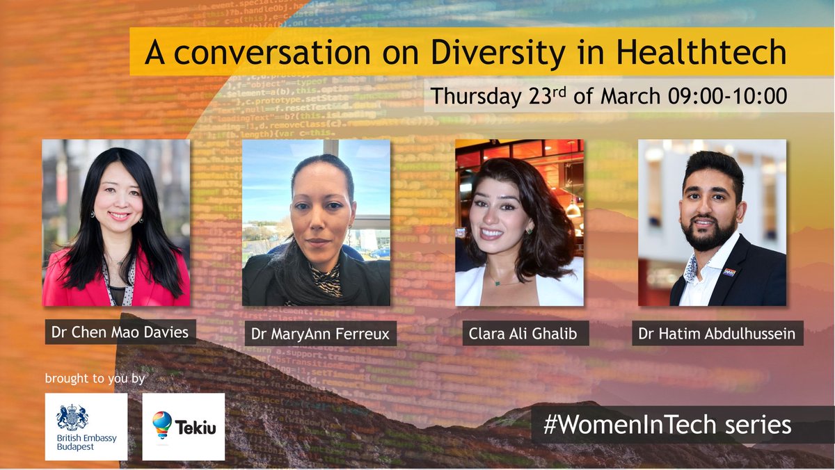 demoproject2024's tweet photo. Member of our Research Group, @radonora co-hosted a very insightful panel discussion with Cindy Regalado on #Diversity in #HealthTech with a great line-up of practitioners, innovators &amp; entrepreneurs: Dr Chen Mao Davies, Dr MaryAnn Ferreux, Clara Ali Ghalib, Dr Hatim Abdulhussein https://t.co/dBCxsEQdbc