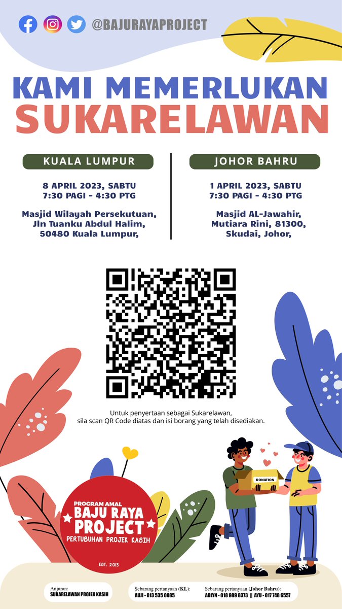BajuRayaProject's tweet photo. Hello geng! Tengah moreh ke tu? Ha sambil moreh tu jom ajak kawan kawan join #BajuRayaProject as volunteers di Johor Bahru &amp; Kuala Lumpur! 😍 https://t.co/SafBuqDIPp