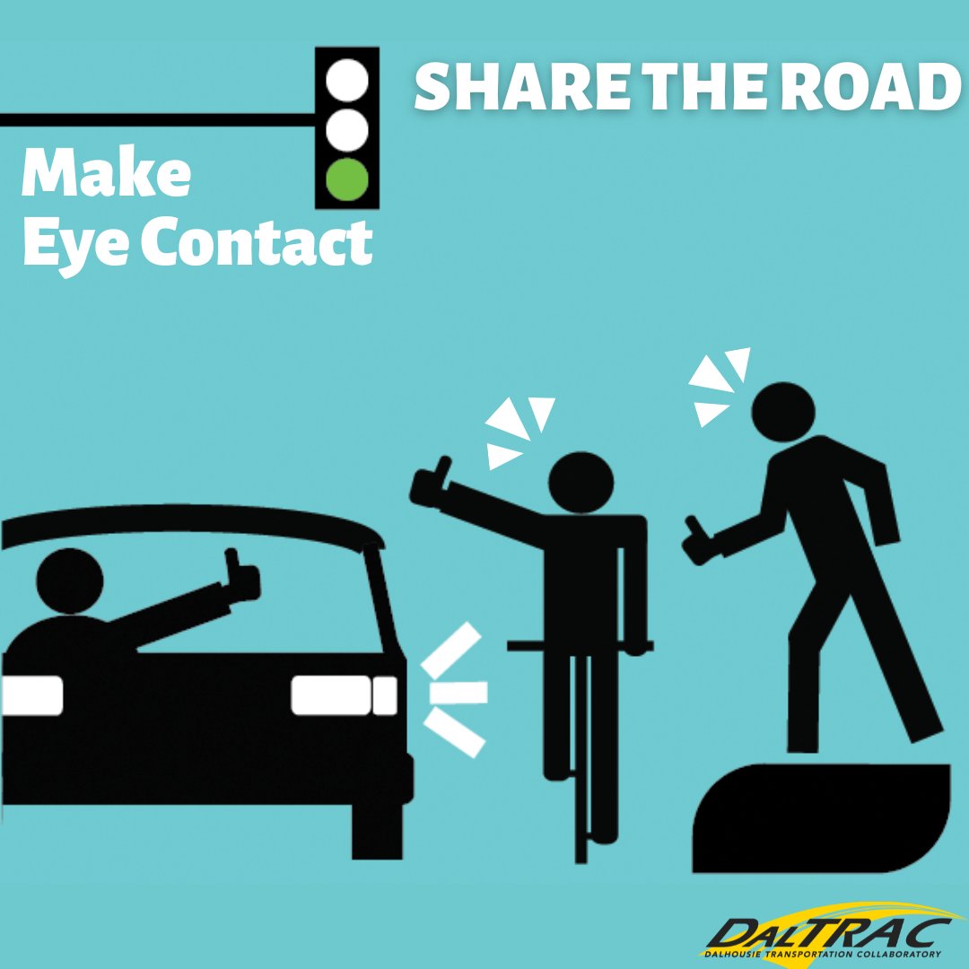 #ShareTheRoad 
Make eye contact with all road users to ensure that you are all aware of each other.  

Eye contact is one of the non-viral communications that we can do on the road to stay safe. 

#DalTRAC #Driving #Walking #Cycling