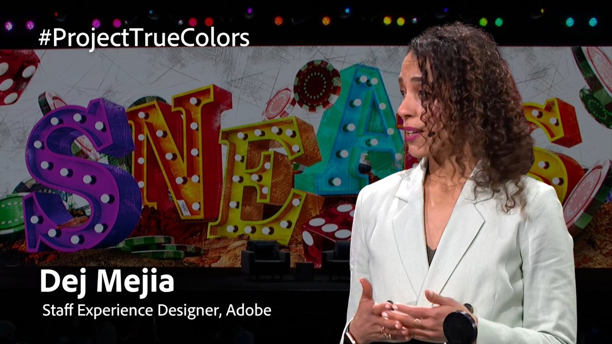 sallyeaves's tweet photo. Always love #AdobeSneaks at #AdobeSummit 🫶
My pic? #ProjectTrueColors 👏@dejmejia
Empowering underserved + enabling choice! #TechForGood 
Excellent #hosting too! @TigNotaro @ericmatisoff 

@AdobeExpCloud #AdobePartner #fashion #CX #data #AI @Shi4Tech #ethics #ML @gvalan @ahier https://t.co/VjmIZkyqms
