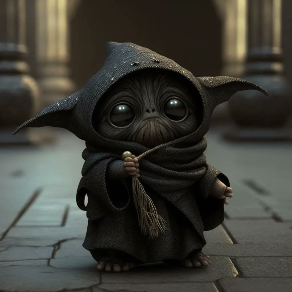 Just_Almeida's tweet photo. My 3rd entry for Featured pets is for today March 23, 2023; Mythic Pet #1506 "Dark Baby Yoda" 
@MythicPets @ApeLiquidio #journeyon
Capacity: 3
Ability: METL
Loyalty: ⭐️⭐️⭐️⭐️
Scavenge: Rare
Luck: Rare
Special: Poision
Type: Dark Wizard
Bond: Will be bonded
World: Any https://t.co/ELE07VFpgR