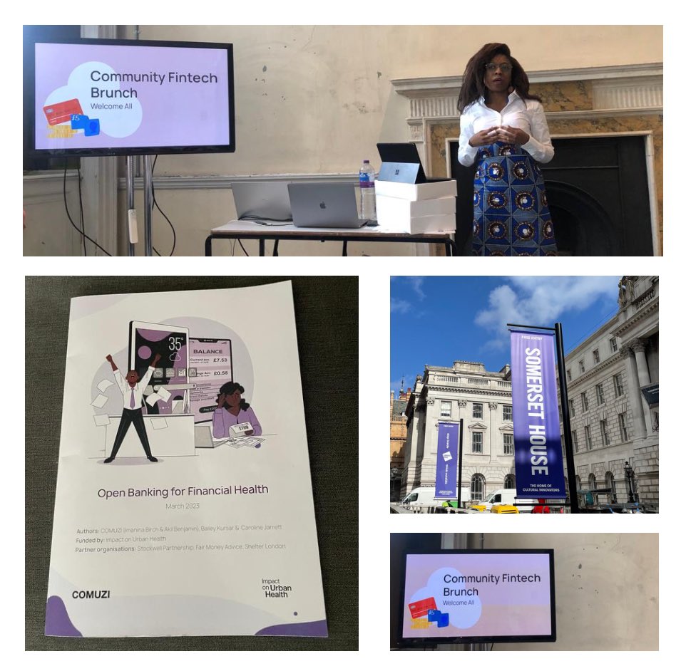 It was great to attend todays Community Fintech event held at <a href="/SomersetHouse/">Somerset House</a> This launched the research project report looking at ‘Open Banking for Financial Health’ led by <a href="/comuzi_lab/">COMUZI</a> <a href="/baileytalks/">Bailey Kursar</a> and funded by <a href="/ImpUrbanHealth/">Impact on Urban Health</a>