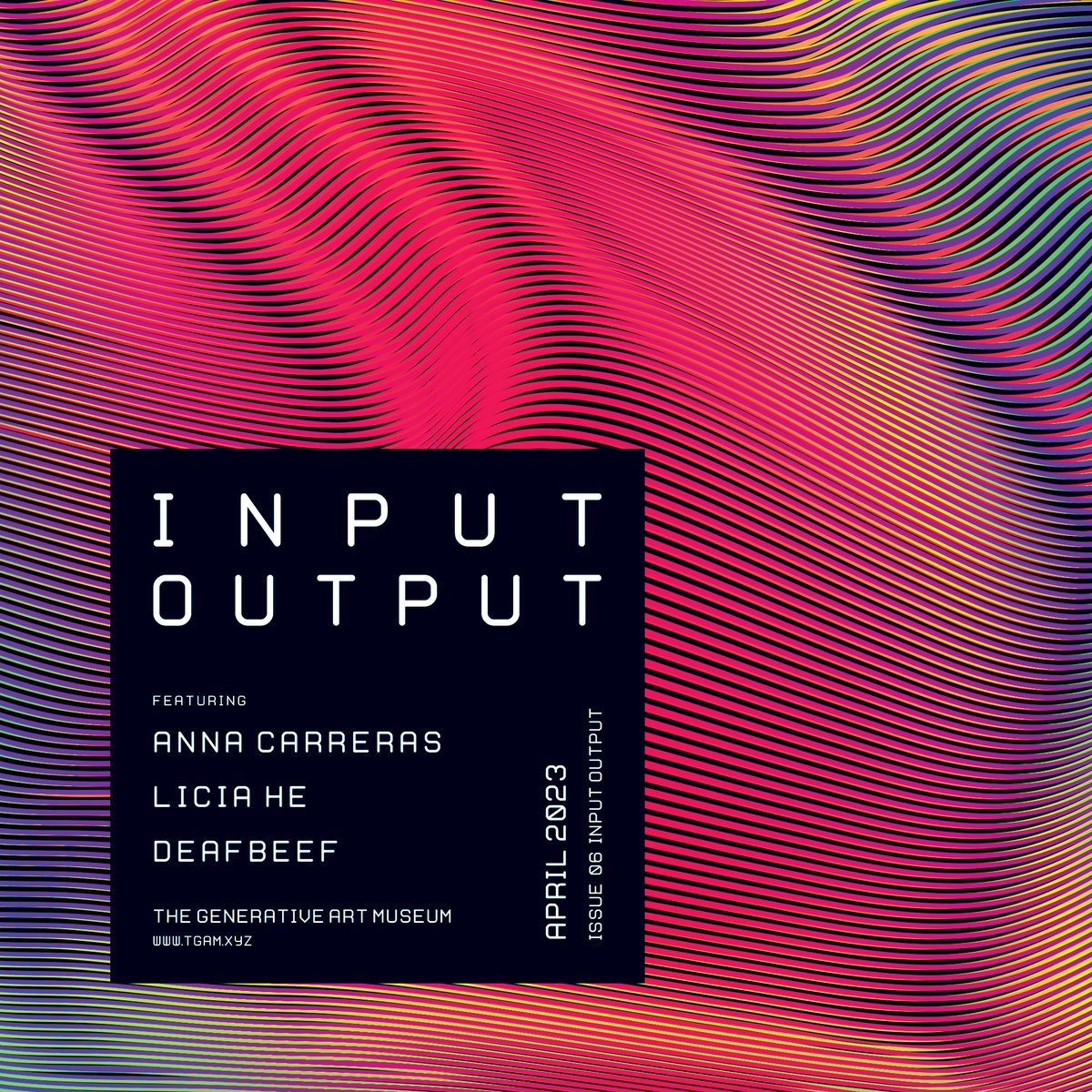 Ladies and gentleman, the TGAM proudly presents the lineup of artists for "Issue #06: Input Output", that will premiere on April 3rd a tgam.xyz/visit, featuring:

➡️ <a href="/carreras_anna/">Anna Carreras</a> 
➡️ <a href="/Licia_He/">Licia He</a> 
➡️ <a href="/_deafbeef/">0xDEAFBEEF</a> 

🧵 Learn more about the artists