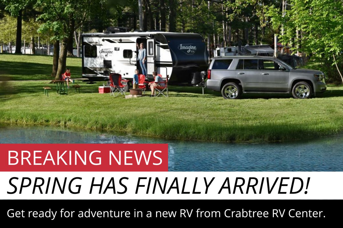rv_crabtree's tweet photo. 🌷☀️🌷 SPRING HAS FINALLY ARRIVED!  🌷☀️🌷 

Come see us to find the RV of your dreams! 

#makingfamiliesdreamscometrueforover70years #familyownedandoperated #crabtreerv #rvservice https://t.co/RL1d88cmI1