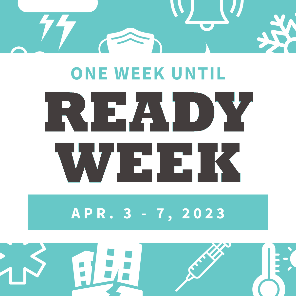 WashUReady's tweet photo. Just 1 week until Spring #ReadyWeek! We'll have giveaways, AED demonstrations, a Storm Spotter class and more - go to https://t.co/1CNboinEeg for a full list of events and to register. https://t.co/SI7B58LZYX