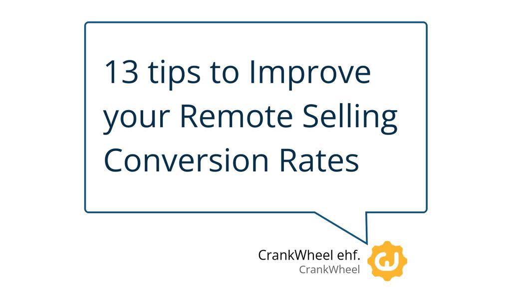 crankwheel's tweet image. With remote selling, often a call or meeting is established in advance, so it can also be a good idea to set individual sales goals for each call.

Read more 👉 lttr.ai/9Y0Y

#remoteselling #virtualselling #conversionrates
