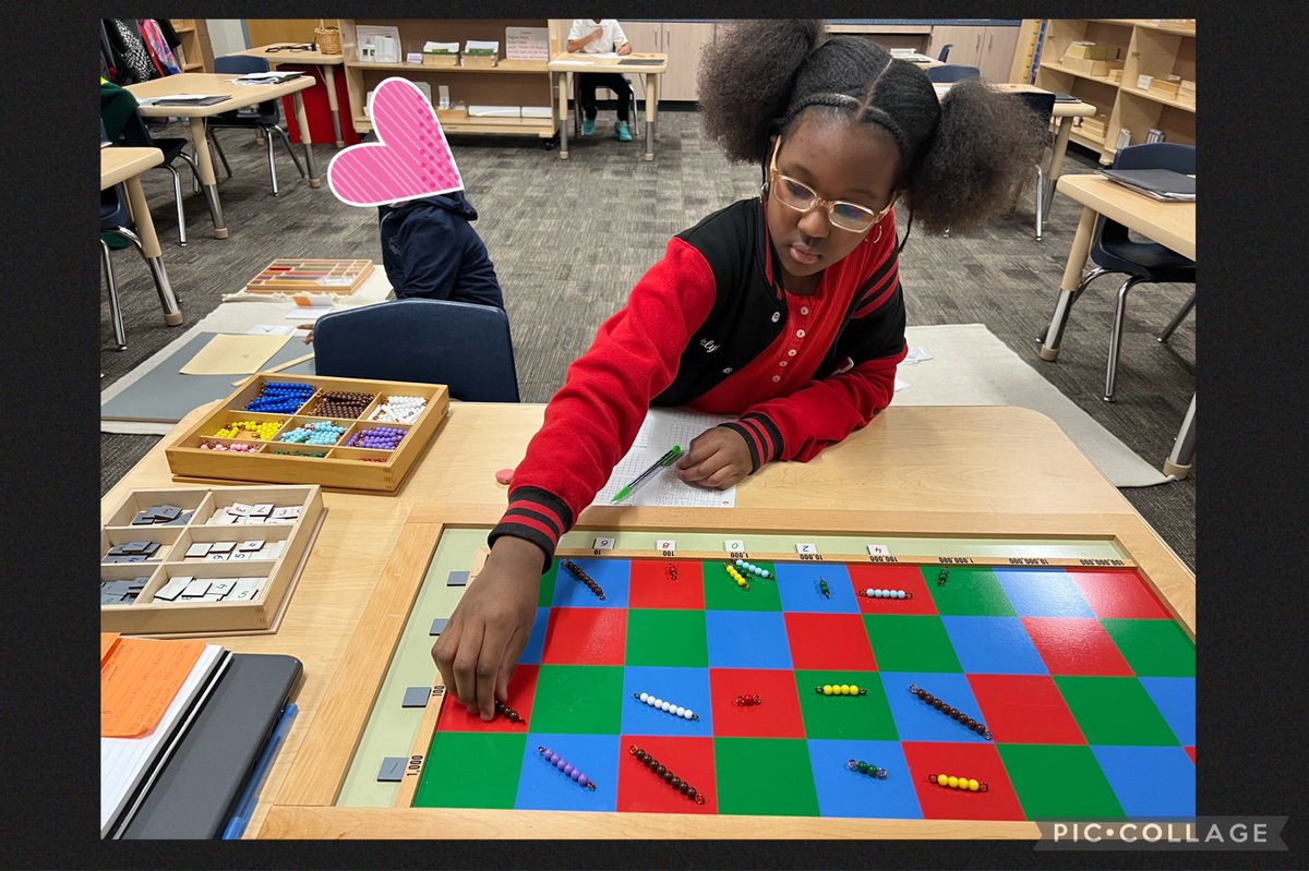 This third grader scholar is using the checkerboard to multiply a six digit multiplicand and a 4 digit multiplier. This concrete work is one that will lead to abstract multiplication.