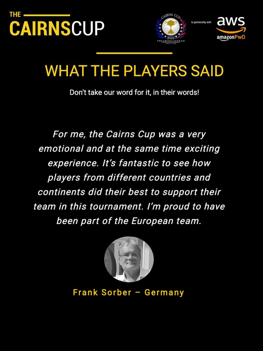 Frank Sorber from Germany giving his thoughts on 2022 Cairns Cup, interest in representing both USA and Europe is gathering momentum with over 100 players applying so far..
 thecairnscup.com
#thecairnscup2024 #disabilityisnotaninability #disabilitygolf #inclusivity #PROUD