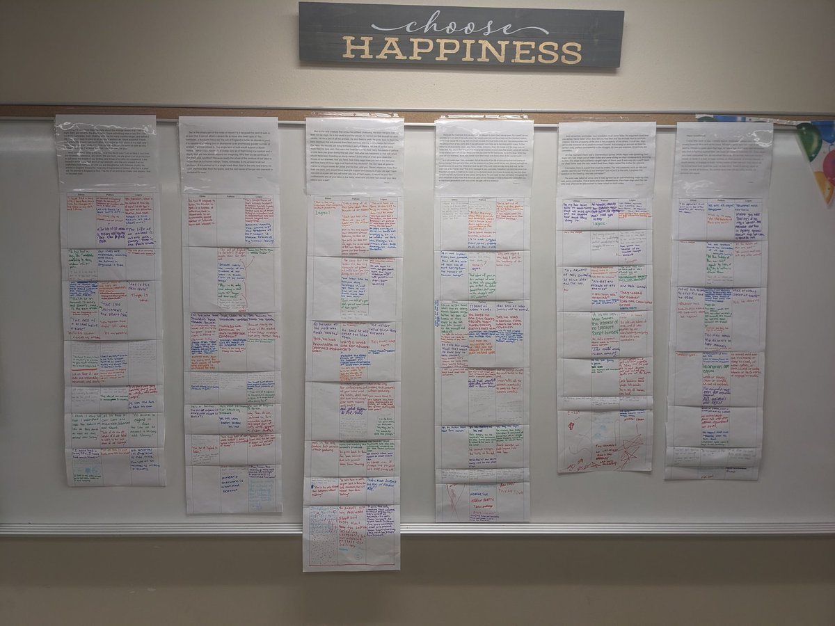 My sophomores did a "tour of knowledge" last Tuesday to identify ethos, pathos, and logos within Old Major's speech from chapter one of Animal Farm. Super proud of their hard work and how awesome this turned out! #sanangeloisd