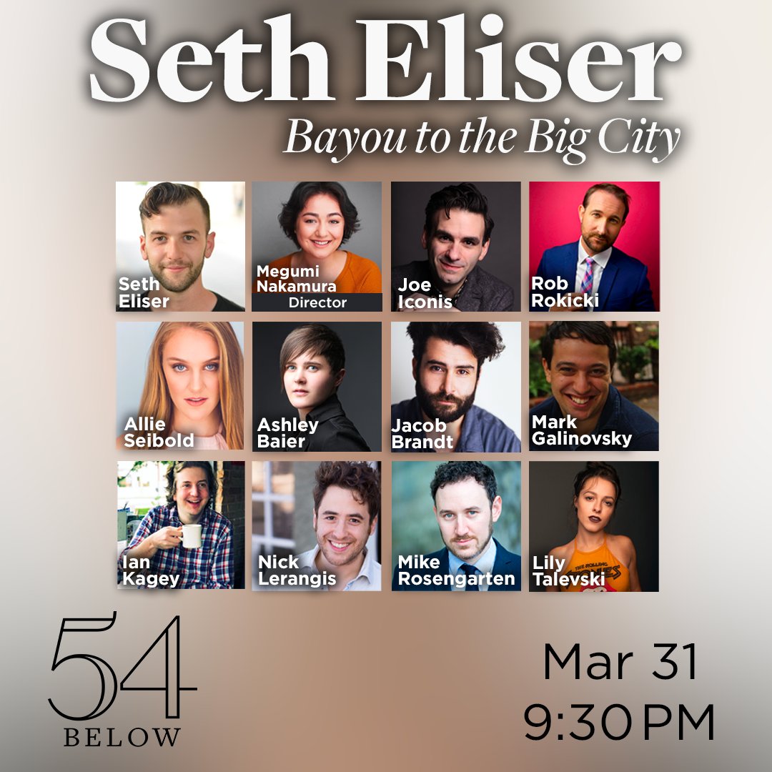 54Below's tweet photo. Punk Rock Girl star Seth Eliser (@sethlsr) is making his 54 &amp; NYC solo debut! You’ll hear the songs and stories that shaped this Louisiana boy into the performer he is today, with special guests @MrJoeIconis, @rrokicks, &amp; more in this raucous night out! https://t.co/xp89LlJvS1 https://t.co/anZR7MP4y3
