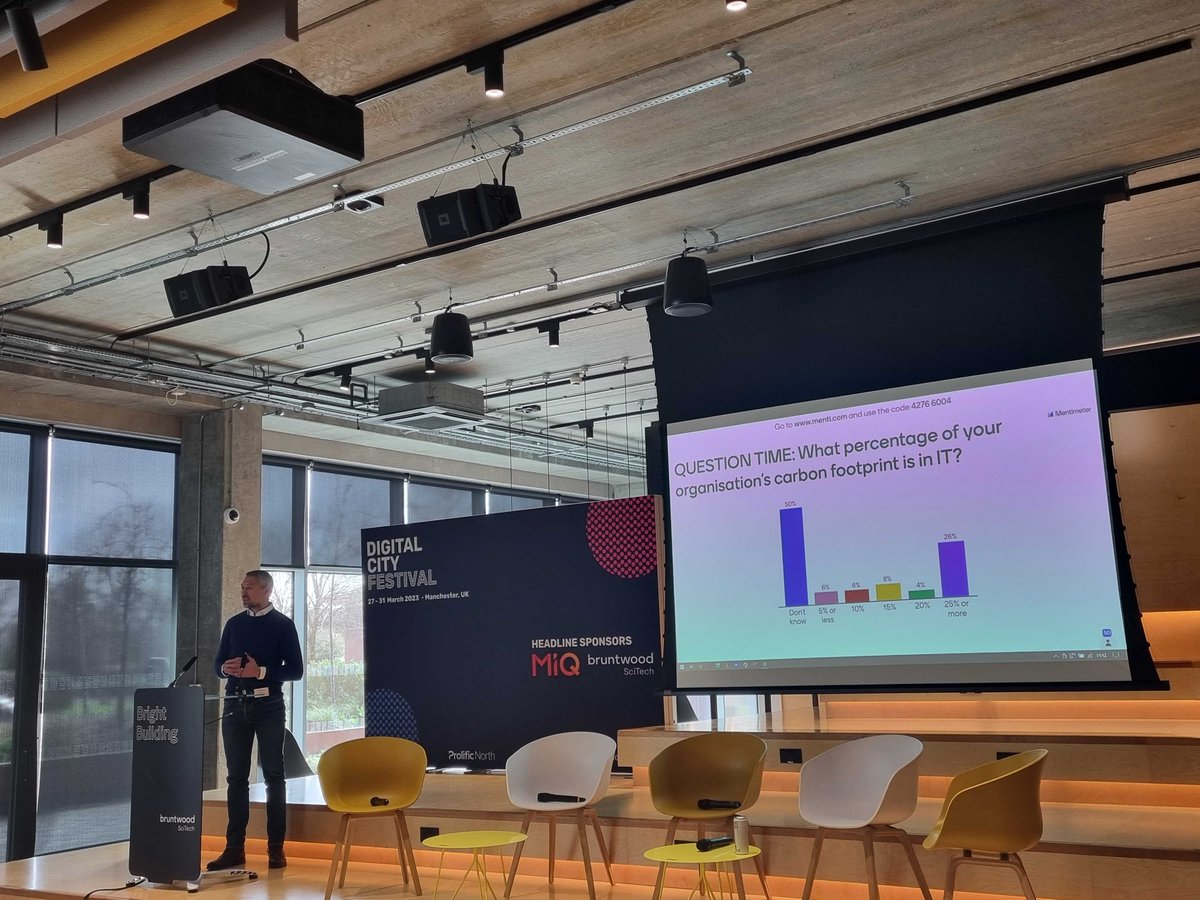 DigitalCityFest's tweet photo. Next up, a brilliant talk by Anthony Levy, CEO of @Circularity1st, where we ask: How can digital be the hero in our climate crisis if it leaves carnage in its wake?  

#DCF23 #climatechange #BePartOfIt https://t.co/XnZSlXCWXb