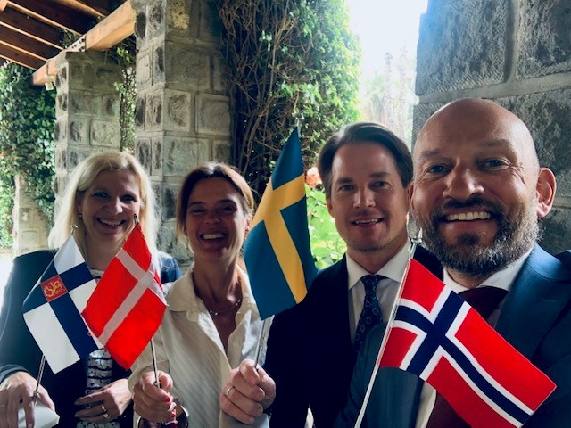 Happy #NordicDay from the Nordic Ambassadors in Addis 🇪🇹. The Nordic team spirit on Ethiopia and AU matters is strong and lasting 💪🙏🌍. <a href="/nordenen/">Nordic Co-operation</a> <a href="/mfaethiopia/">The Ministry of Foreign Affairs of #Ethiopia 🇪🇹</a> <a href="/_AfricanUnion/">African Union</a> <a href="/HLundquist/">Amb. Hans Henric Lundquist</a> <a href="/DKambInAddis/">Sune Krogstrup 🇩🇰</a> <a href="/NorwayinAddis/">Stian Christensen</a> <a href="/FinlandinETH/">Finland in Ethiopia & AU</a>
