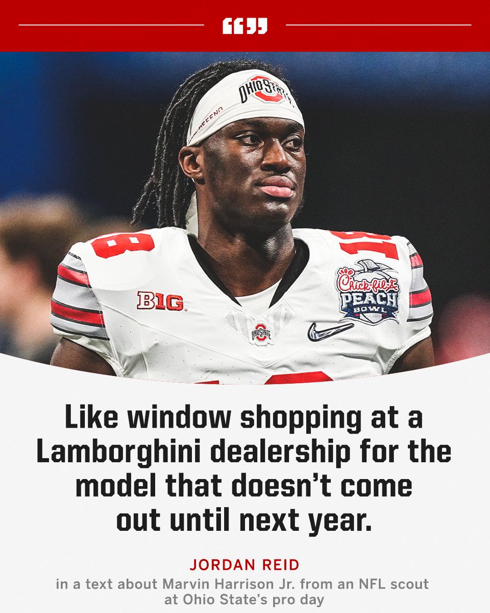 Marvin Harrison Jr. had scouts buzzing at Ohio State's pro day for when he’s eligible in next year's NFL draft 🤩🏎️ 

(via <a href="/Jordan_Reid/">Jordan Reid</a>)