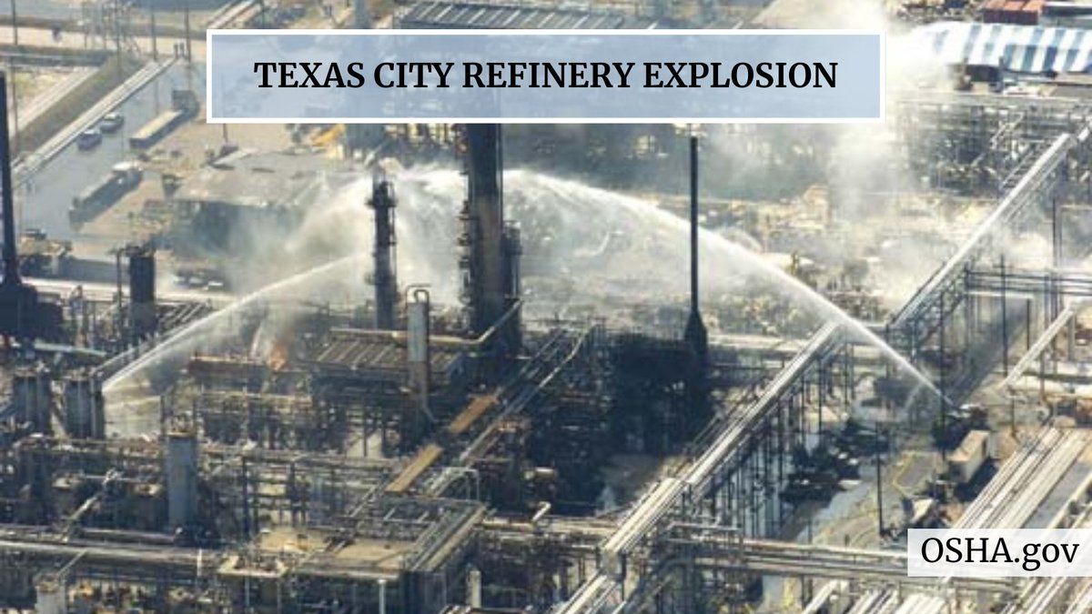 Today we remember the 18th anniversary of the 2005 Texas City refinery explosion that claimed the lives of 15 workers and injured 180 more. 

OSHA found over 300 safety violations and fined <a href="/bp_America/">bp America</a> $21 million, the largest fine in OSHA history at that time.

#OSHAEnforcement