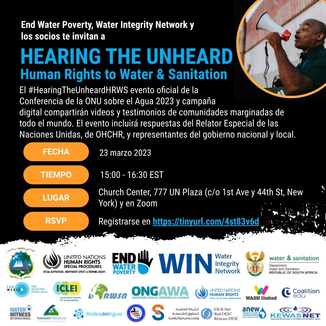 meerech's tweet photo. El día llegó, ¡es hoy! #HeardtheUnheard a las 3 de la tarde hora del este, 1:00 PM hora del centro un evento co-organizado por @redesdelagua junto con @EndWaterPoverty , voces comunitarias. https://t.co/9laLShu1fR