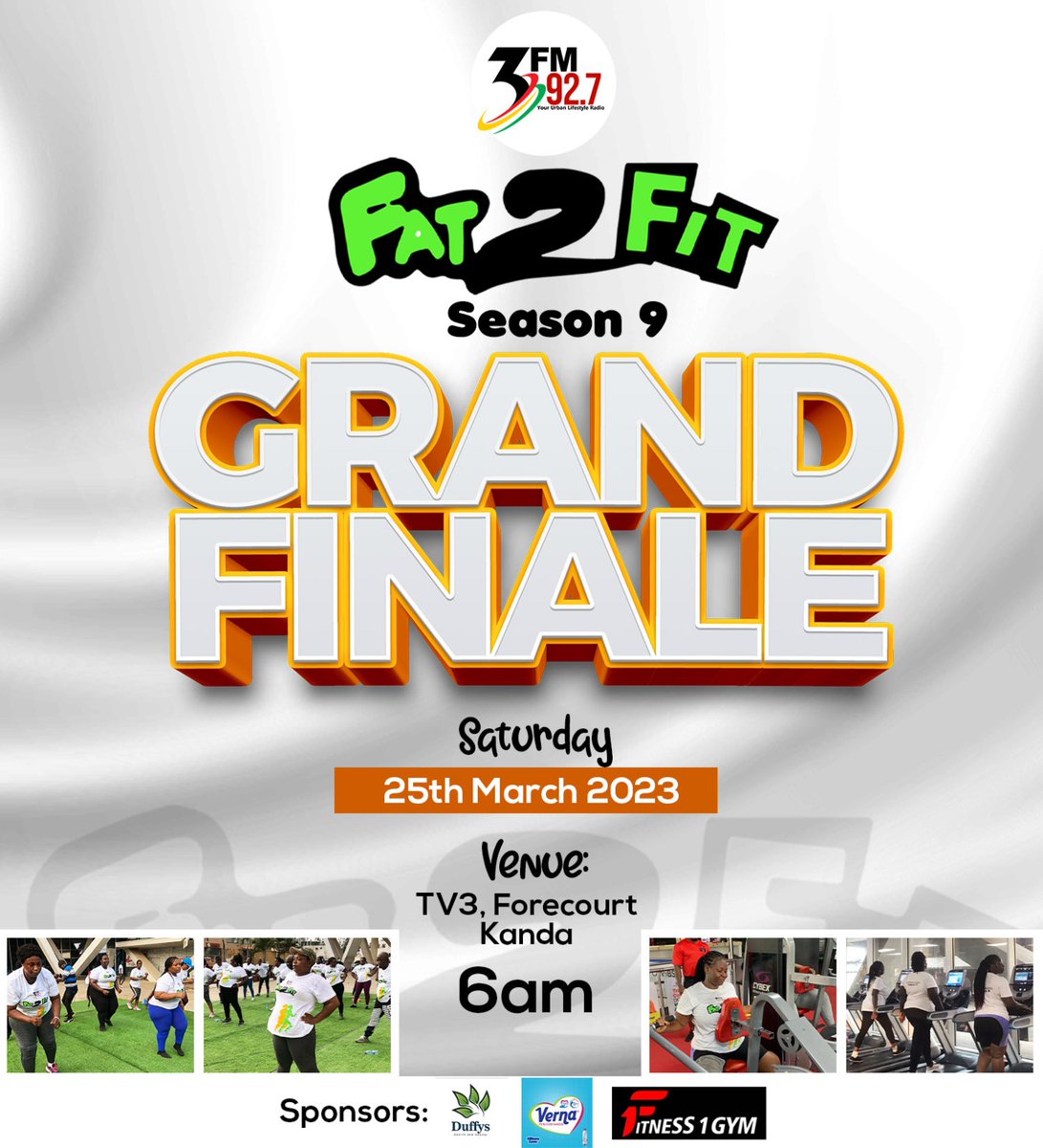 Fat2FitGh's tweet photo. All too soon, Season 9 #3FMFat2Fit 60-Day Weight loss challenge is coming to a close. Who has lost the most weight to be crowned the biggest weight loser? Join us this Saturday at the forecourt of TV3 to find out! 
Fat2Fit; Lose Weight the Right Way! #fattofit #newyearnewyou https://t.co/Lmy2bt6aSy