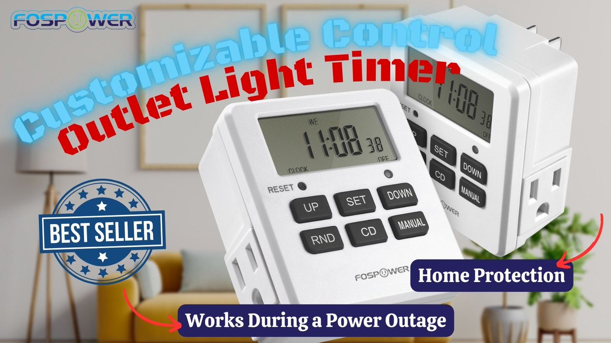 fospowerusa's tweet photo. The FosPower Outlet Light Timer is a convenient &amp; reliable tool for managing your household electronics and appliances. Its customizable programming and compatibility with a variety of devices make it a great choice for any home: https://t.co/KLNaWjPPuw

#homeimprovement #House https://t.co/CpyNllmsvJ