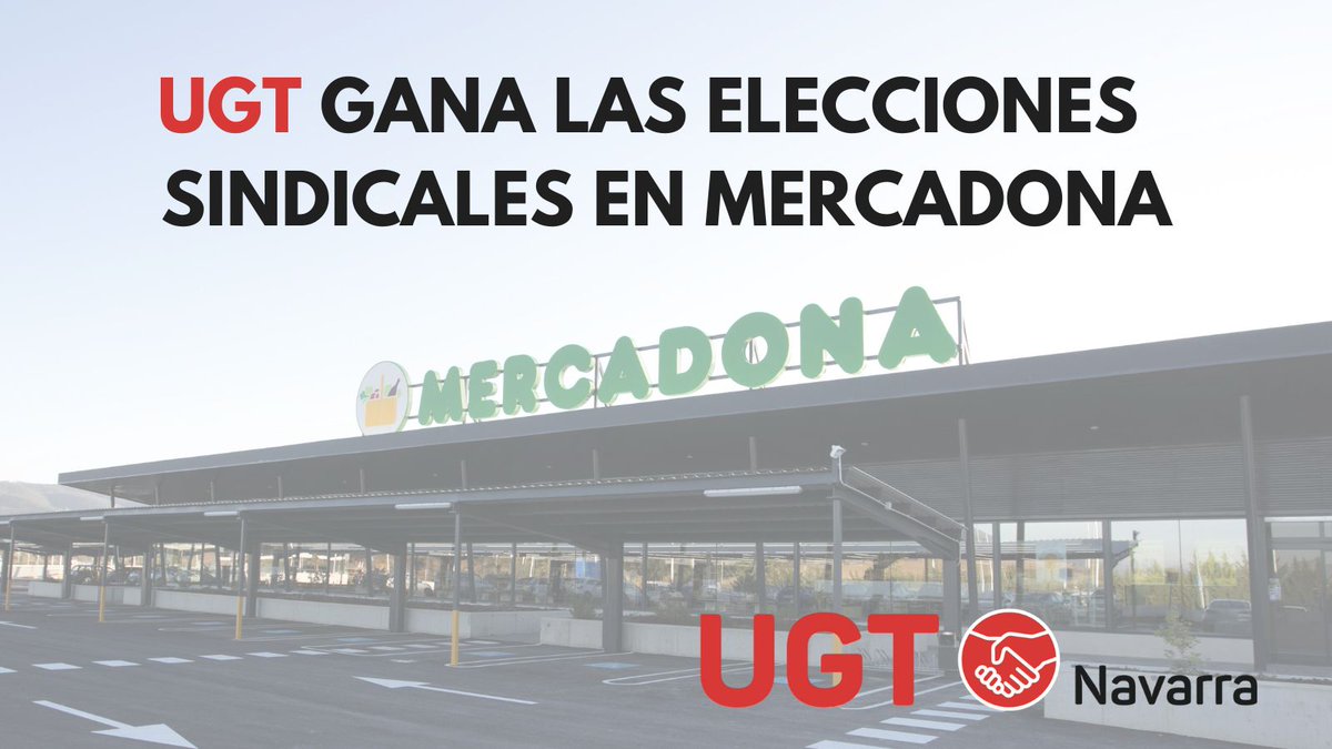 ugtnavarra's tweet photo. 🔴 #UGT gana las elecciones sindicales en Mercadona con 9 delegados de los 21 del comité

📝 https://t.co/H0QLok9UpF https://t.co/vInFzLPNGs