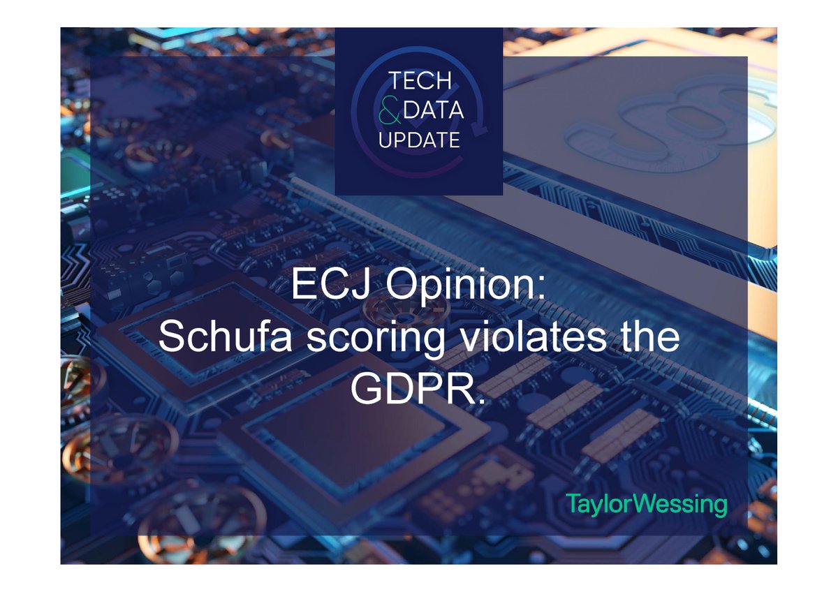 techdata_update's tweet image. An opinion of the ECJ found that Schufa's score values violate European law. A ruling is still pending. Schufa is also not allowed to store data from public directories - such as the registers of the insolvency courts - for longer than the public directory itself.