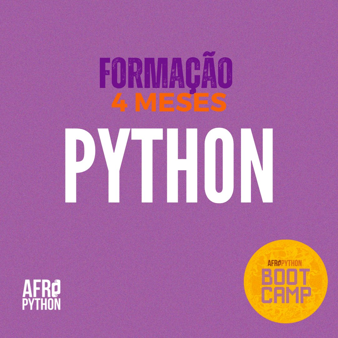 Voltamos com mais informações sobre o Bootcamp AfroPython:

➡️ Projeto 100% gratuito para as pessoas alunas;
➡️ Pessoas de todos os lugares do brasil podem participar,
➡️ Essa primeira turma será direcionada para público com conhecimento prévio;