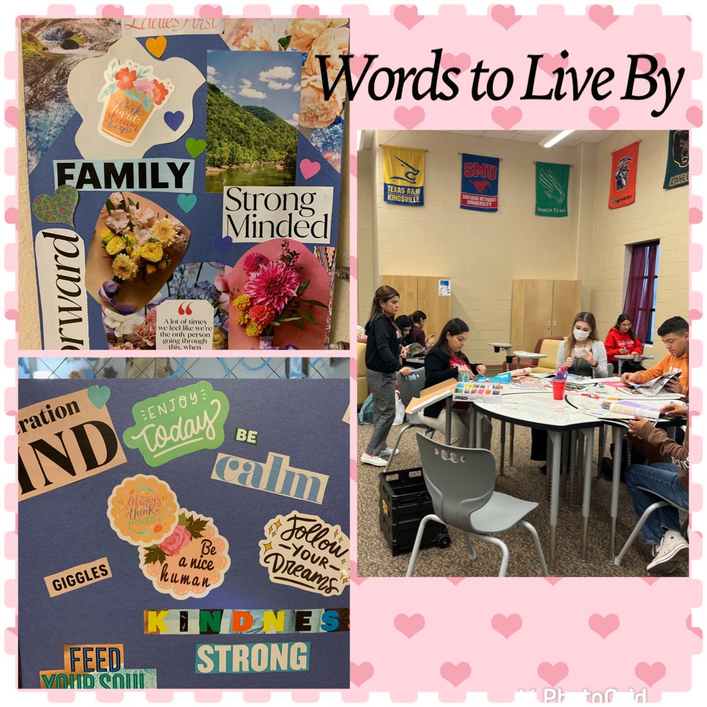 LFSupCounselors's tweet photo. #MentalHealthMatters Artistic Expression with the counselors this morning. Students creating collage on Words to Live By. https://t.co/UUYTgIfS5d