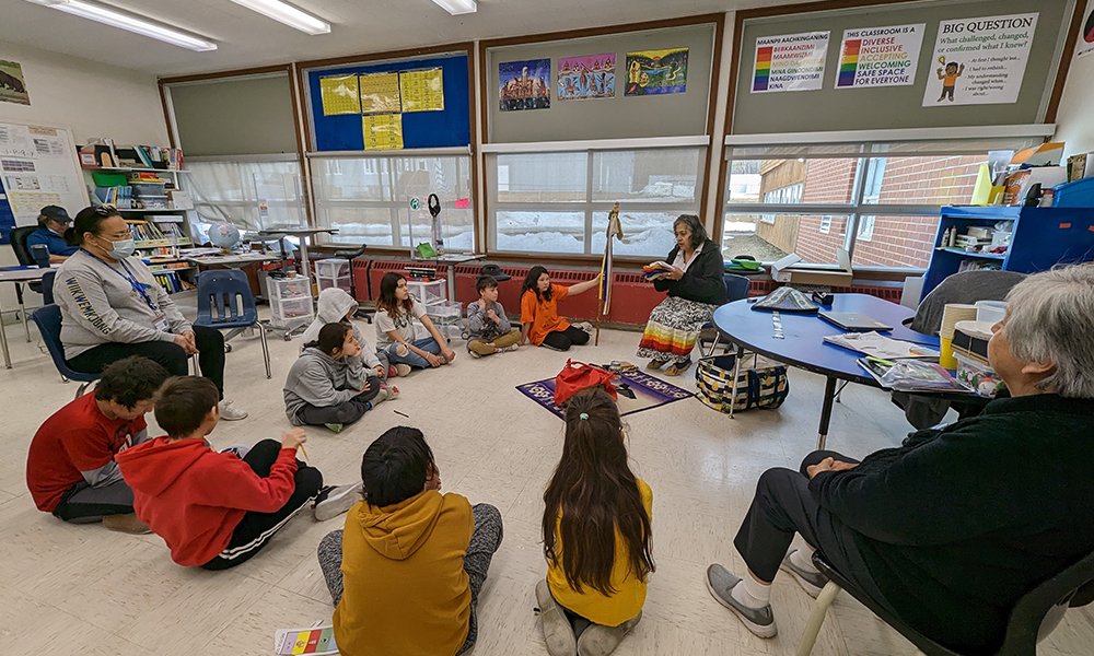 NISHKE! The <a href="/PontiacsProud/">Wiikwemkoong Pontiac School</a> is holding a water walk tomorrow and in preparation for the walk, they invited water walker Ms. Norma Peltier to visit each classroom and share her knowledge of the water teachings. We love our local knowledge keepers sharing with our students. #water