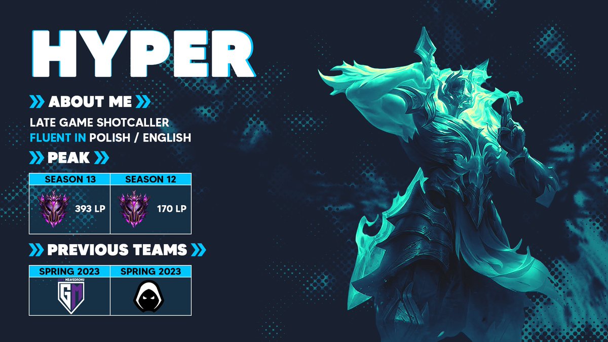 Hyper_lol1's tweet photo. Hello, after ups and down in spring split.

I am now looking for a team for Summer Split!
Mainly looking for ERL2/3 but I'm open to all offers.

VODs and references are available upon request.

Ref: @MlodyPery , @Valuciak  

Contact @Imput_lol  or DM 
Rts appreciate. https://t.co/jx84oUz2BP