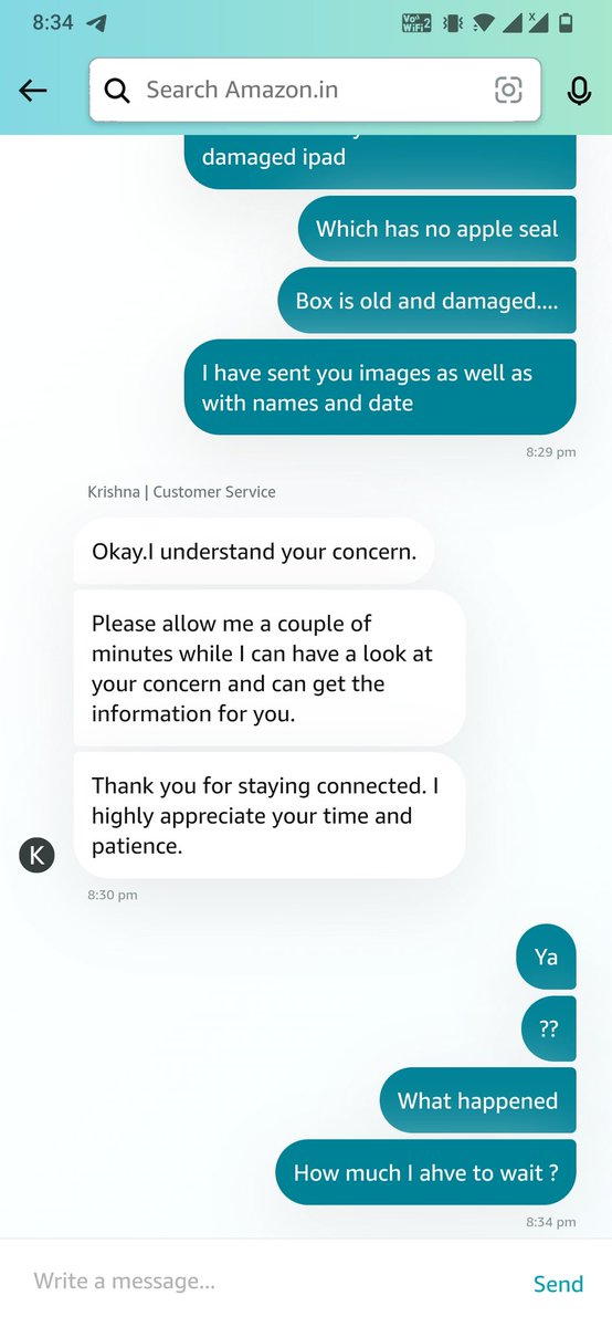 Mohitbavaa's tweet photo. @amazonIN this is how Amazon customer service in chat treat you ,wasting time like more than hour and still no help so uneducated behaviour with customers @JeffBezos see this is how your staffs behaves with customer of Amazon prime @AmazonNews_IN  @PMOIndia @jagograhakjago https://t.co/pd1ICw4Fcv