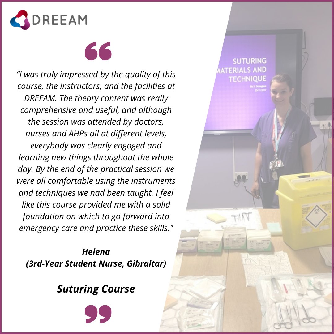 NUHDREEAM's tweet photo. Amazing feedback received last week from our Suturing course, this student came all the way from Gibraltar to attend our course! Truly amazing 💜
#DREEAM #education #educationmatters #educationispower #healthcareprofessionals #healthcareheroes #healthcarecareers #suturecourse https://t.co/2xJu84Ehzy