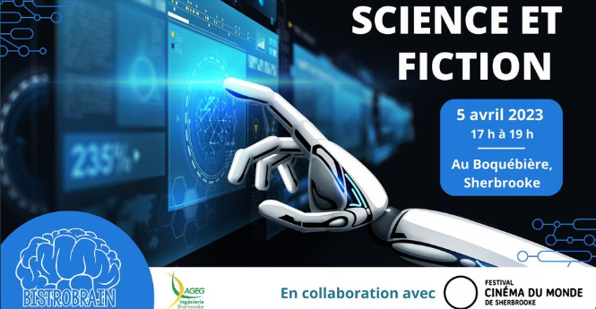 bistro_brain's tweet photo. ✨ Événement gratuit ✨
Le 5 avril prochain, en collaboration avec le Festival cinéma du monde de Sherbrooke, on vous invite pour un 5 à 7 sur la science et la fiction!🤖

Format : 4 présentations vulgarisées de 12 minutes avec une période de question en plus d'un quiz avec prix! https://t.co/V5iw7Cxa2W