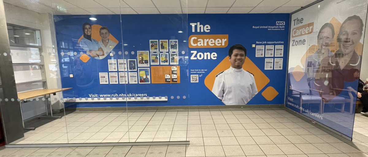 New job vacancies are available @RUHBath and are on display in our Career Zone (inside main entrance) 👍 If you’re visiting the RUH - pop in and have a look at the range of careers available. Alternatively you can search our vacancies on our website: bit.ly/3QpJ0kP