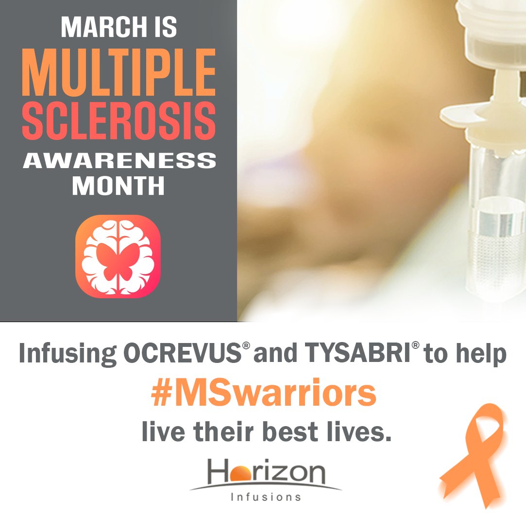 HZinfusions's tweet photo. It's #msawareness month! At Horizon Infusions we understand the challenges MS patients face. That's why we provide affordable, convenient infusion therapy to help manage symptoms. #mswarrior, we're here for you!

#multiplesclerosis #infusiontherapy #ocrevus #tysabri https://t.co/SjhXUXqS1J